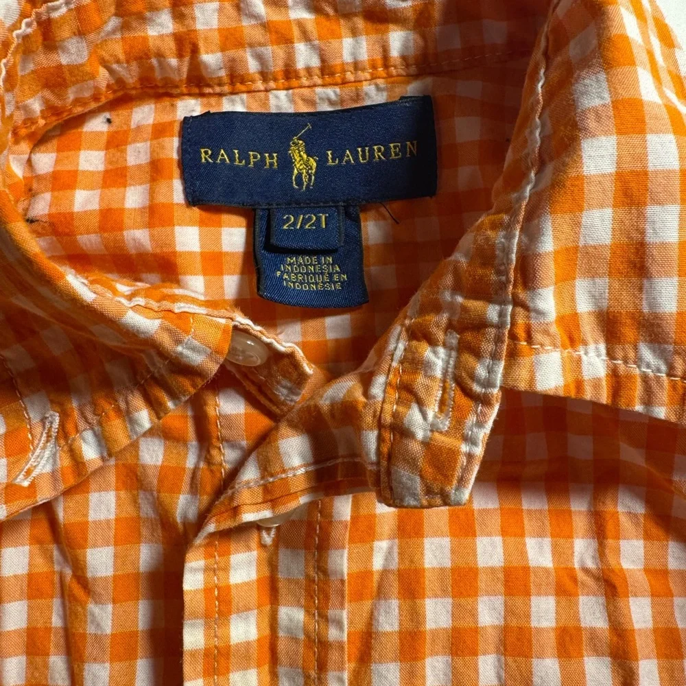 Ralph Lauren Gingham Shirt & US Polo Assn Sweater‎ Bundle Boys 24M Orange Grey